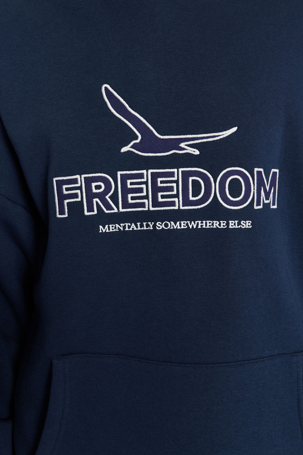 TRENDYOL MAN Indigo Oversize/Genis Kesim Kapusonlu File Nak?sl? Ici Polar/S?cak Tutan Sweatshirt TMNAW24SW00075