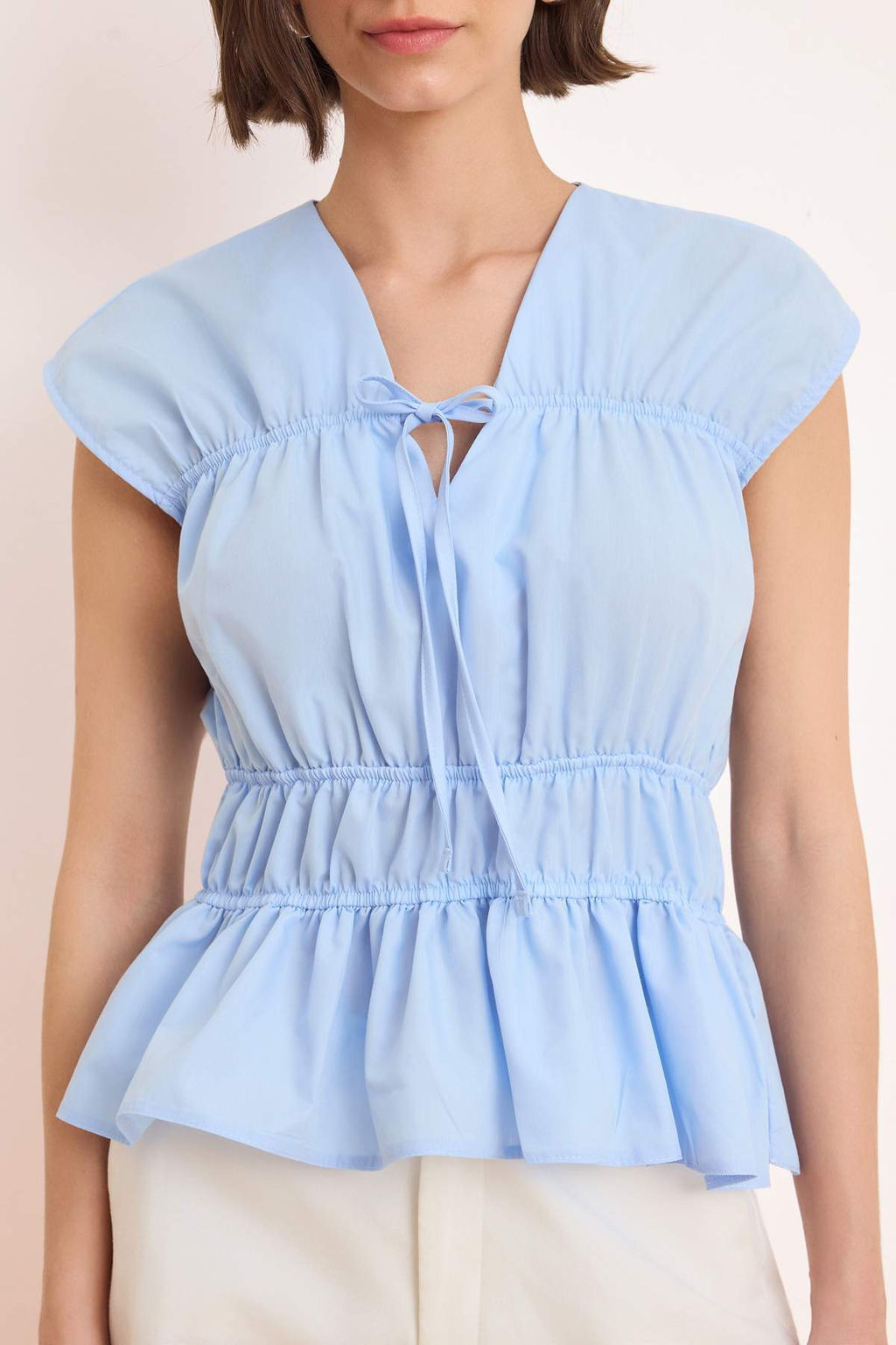 Ac?k Mavi Buzgu Detayl? Dokuma Bluz TWOSS26BZ00402 - Trendyolmilla фото 3