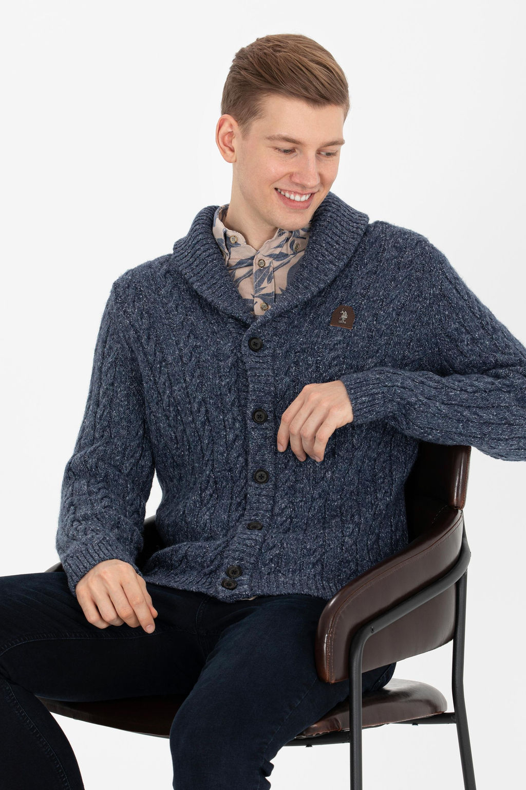 U. S. Polo Assn Мужской темно-синий трикотажный кардиган - U.s. polo assn фото 3