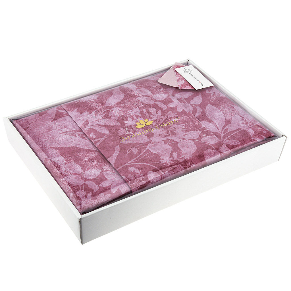 Постельное белье, комплект 2-х спальный "Есения"/"Нежный цикламеновый" 6 предметов: пододеяльник 175х215см, евро-простыня 220х240см, 2 наволочки 70х70см, 2 наволочки 50х70см - "французский кант", сатин 108г/м2, хлопок 100%, подарочная коробка 50х36,5