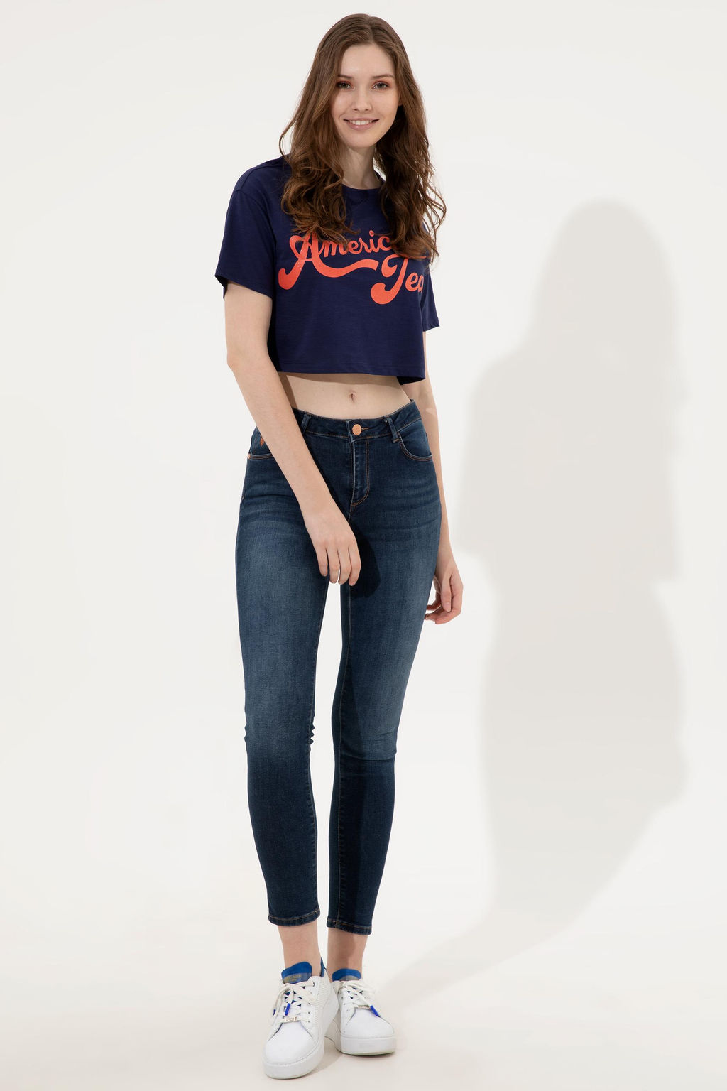 U. S. Polo Assn Женская темно-синяя укороченная футболка с круглым вырезом - U.s. polo assn фото 16