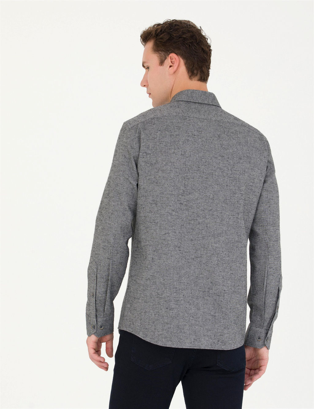 Gri Slim Fit Uzun Kollu G_mlek - Pierre cardin фото 5