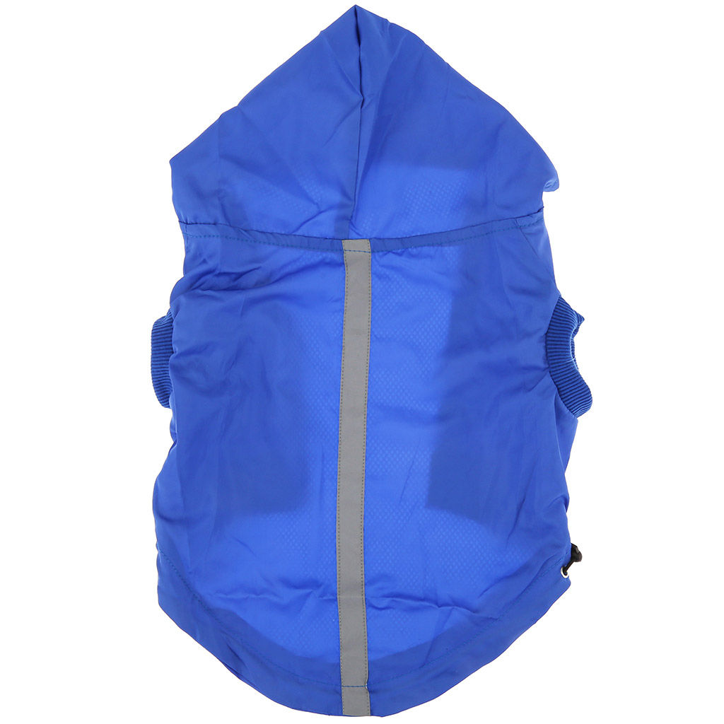 Пэт тойс (Pet toys) Одежда для собаки Плащ с капюшоном, на липучке, светоотражающая полоска, р-р M, длина спинки 26см/обхват груди 42см/обхват шеи 30см, цвет-синий, плащевка (Китай) - Домашняя мода фото 5