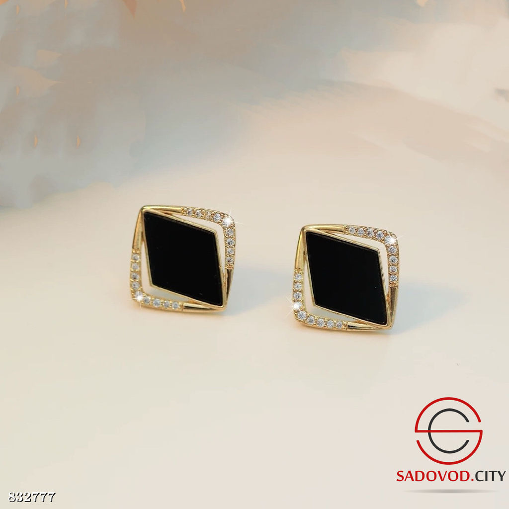 Серьги женские чёрный ромб - Bruno фото 2