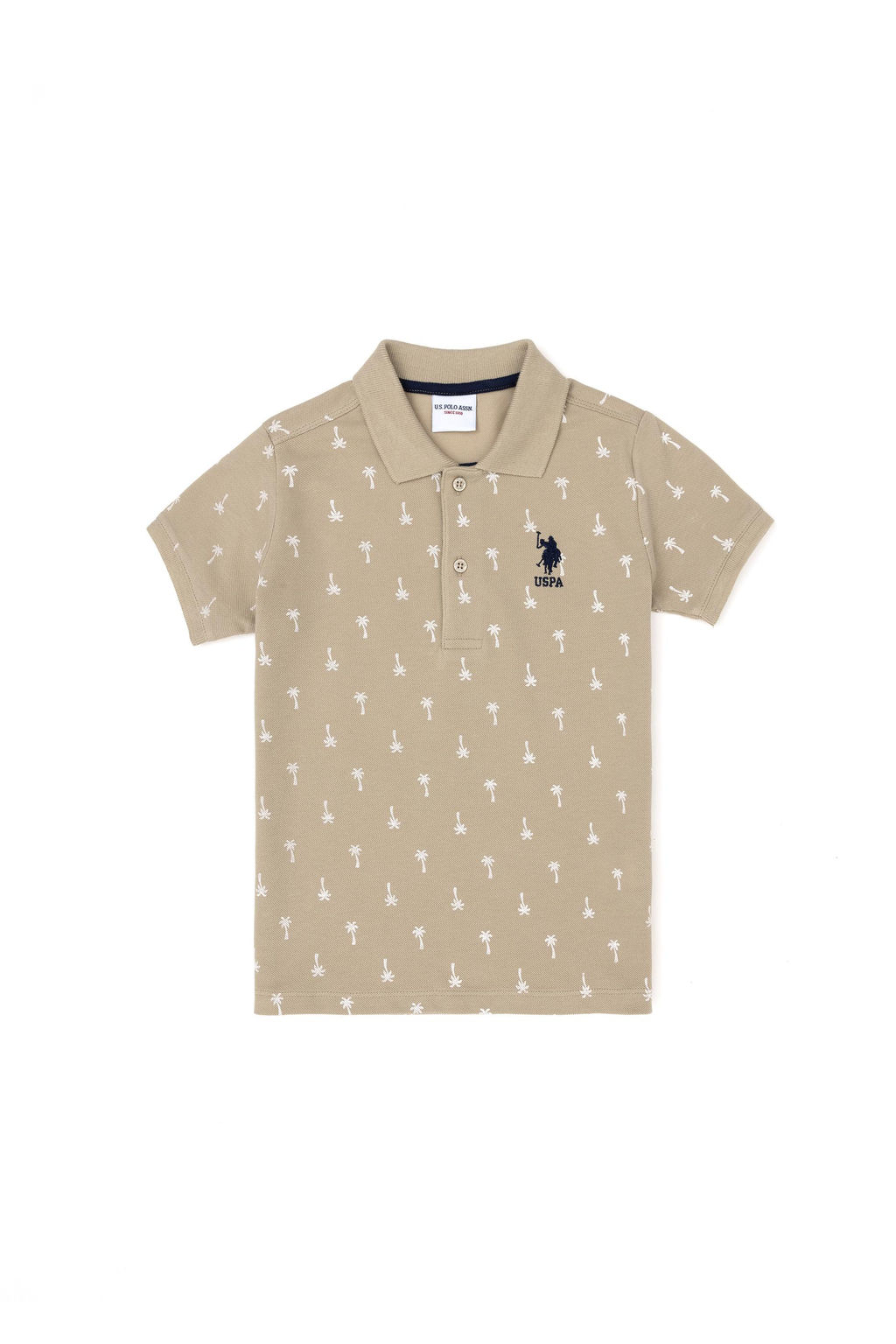 Футболка U.S. Polo Assn для мальчиков из хлопка светло-хаки  фото 6