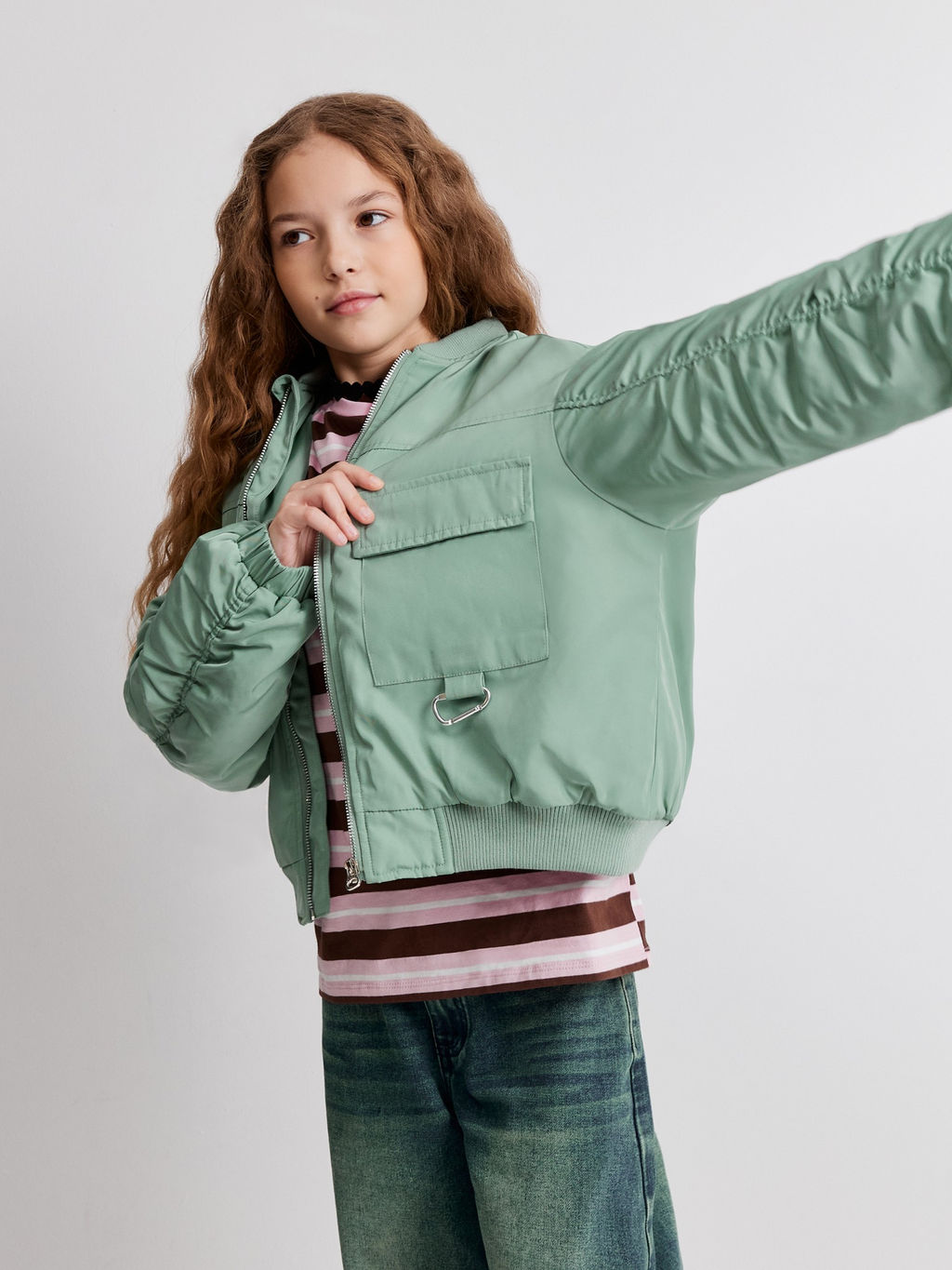 ACOOLA / Куртка детская для девочек Ice хаки  фото 2