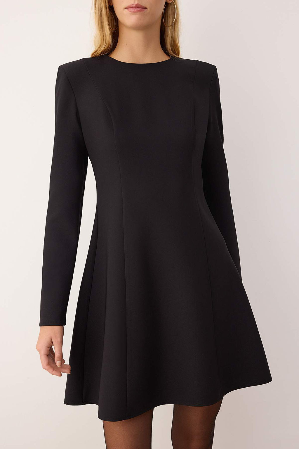 Siyah Etegi Volanl? Duz K?sa / Mini Dokuma Elbise TWOAW26EL00184