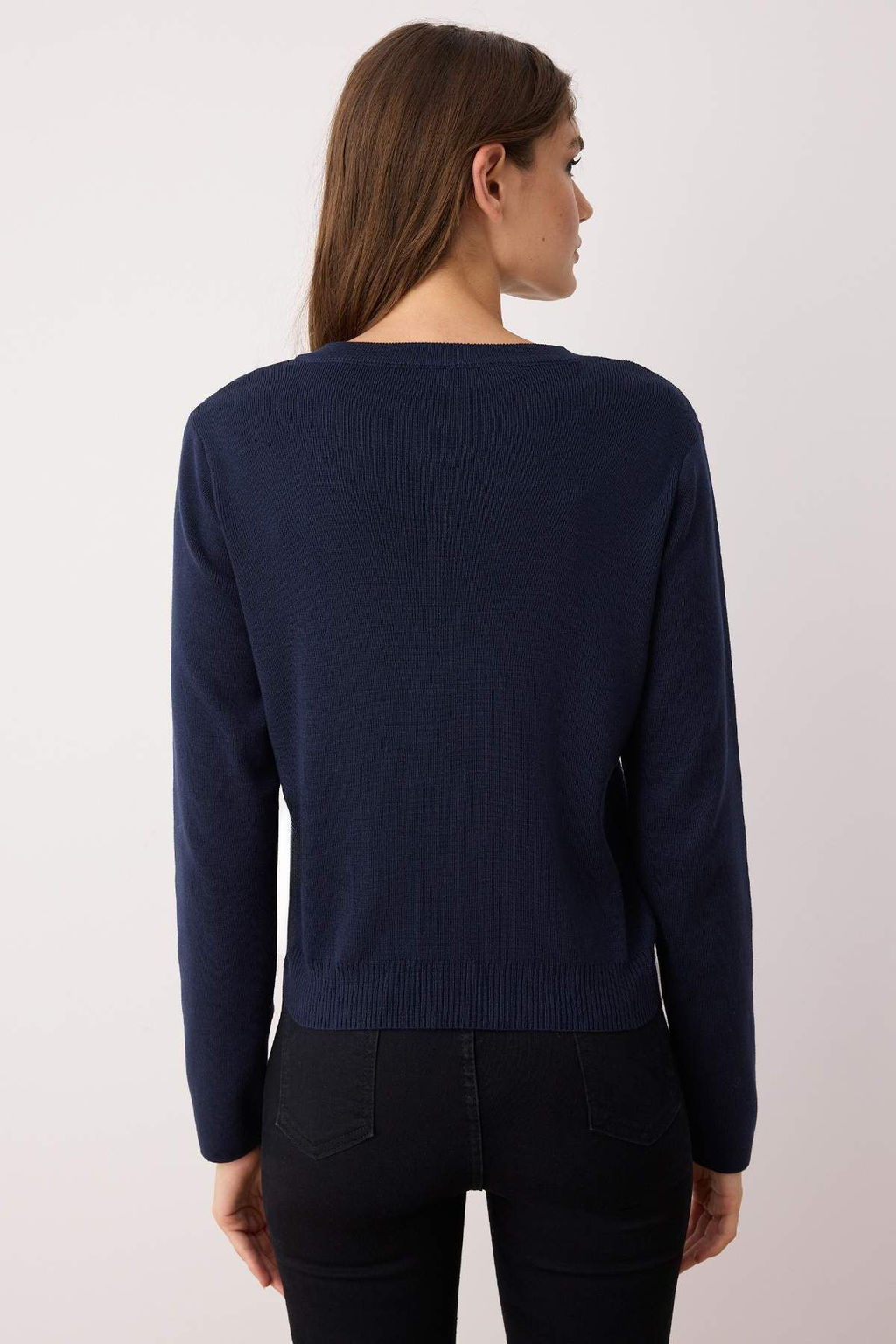 Wardrobe Essentials Lacivert Dugme Detayl? Pamuklu Basic Triko H?rka | TWOAW26HI00001