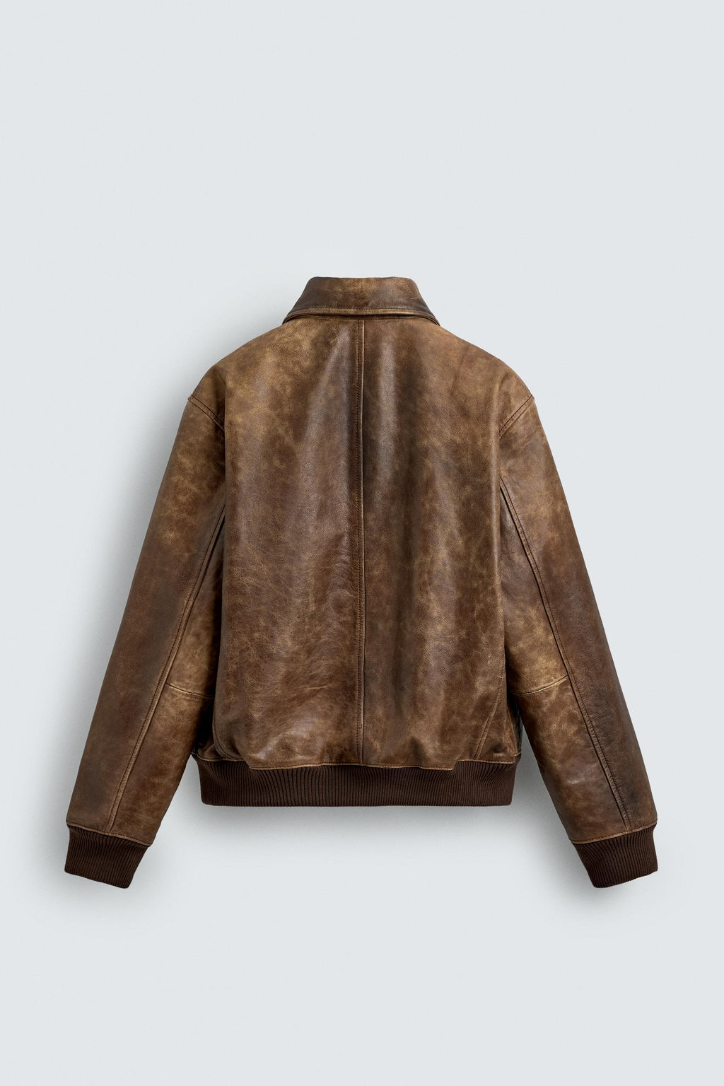 CAZADORA PIEL EFECTO VINTAGE / Tabaco - Zara фото 8
