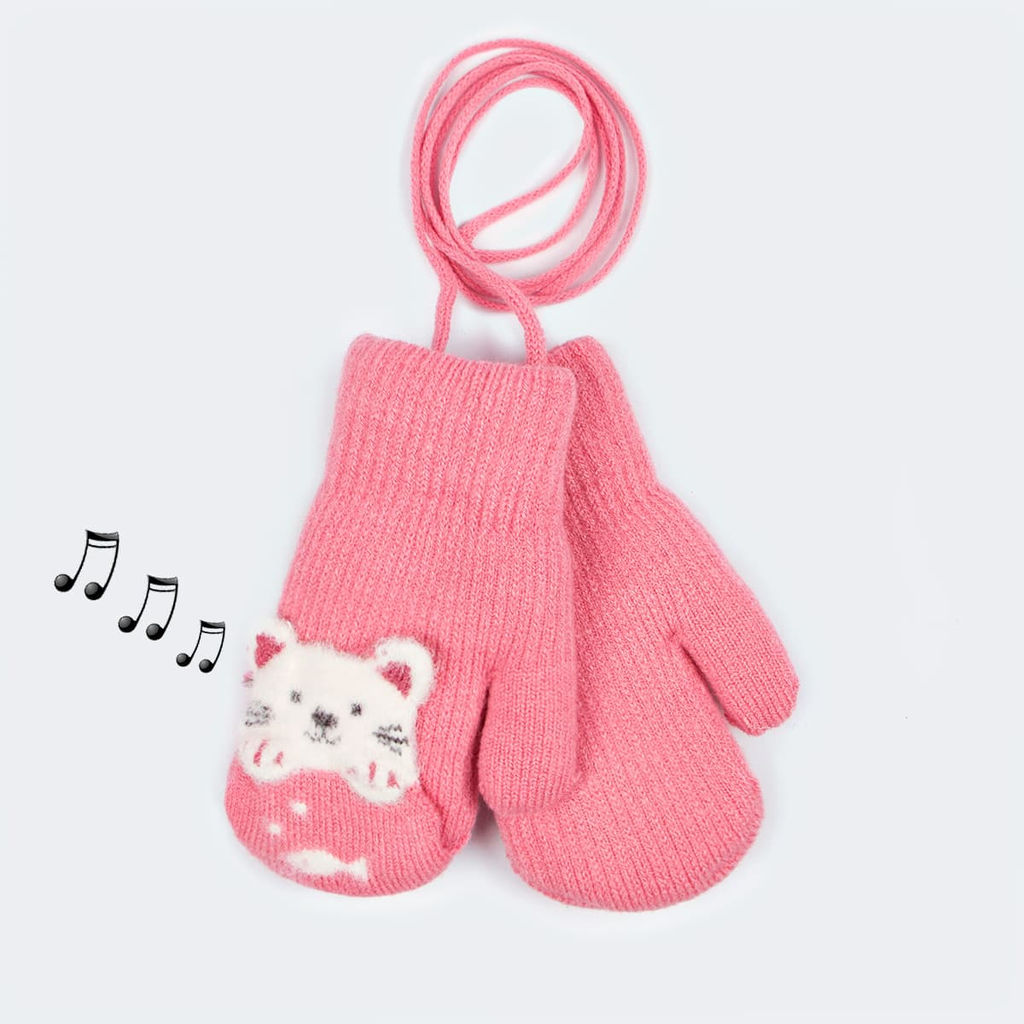 Варежки детские шерстяные на шнурке Kim Lin