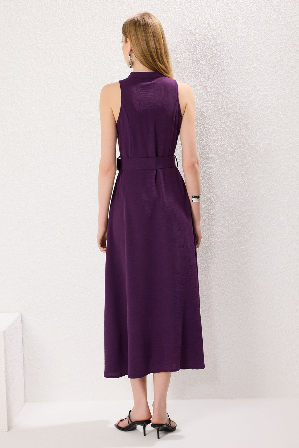 TRENDYOLMILLA Mint Kemerli Midi Dokuma Gomlek Elbise TWOSS23EL01628  фото 22