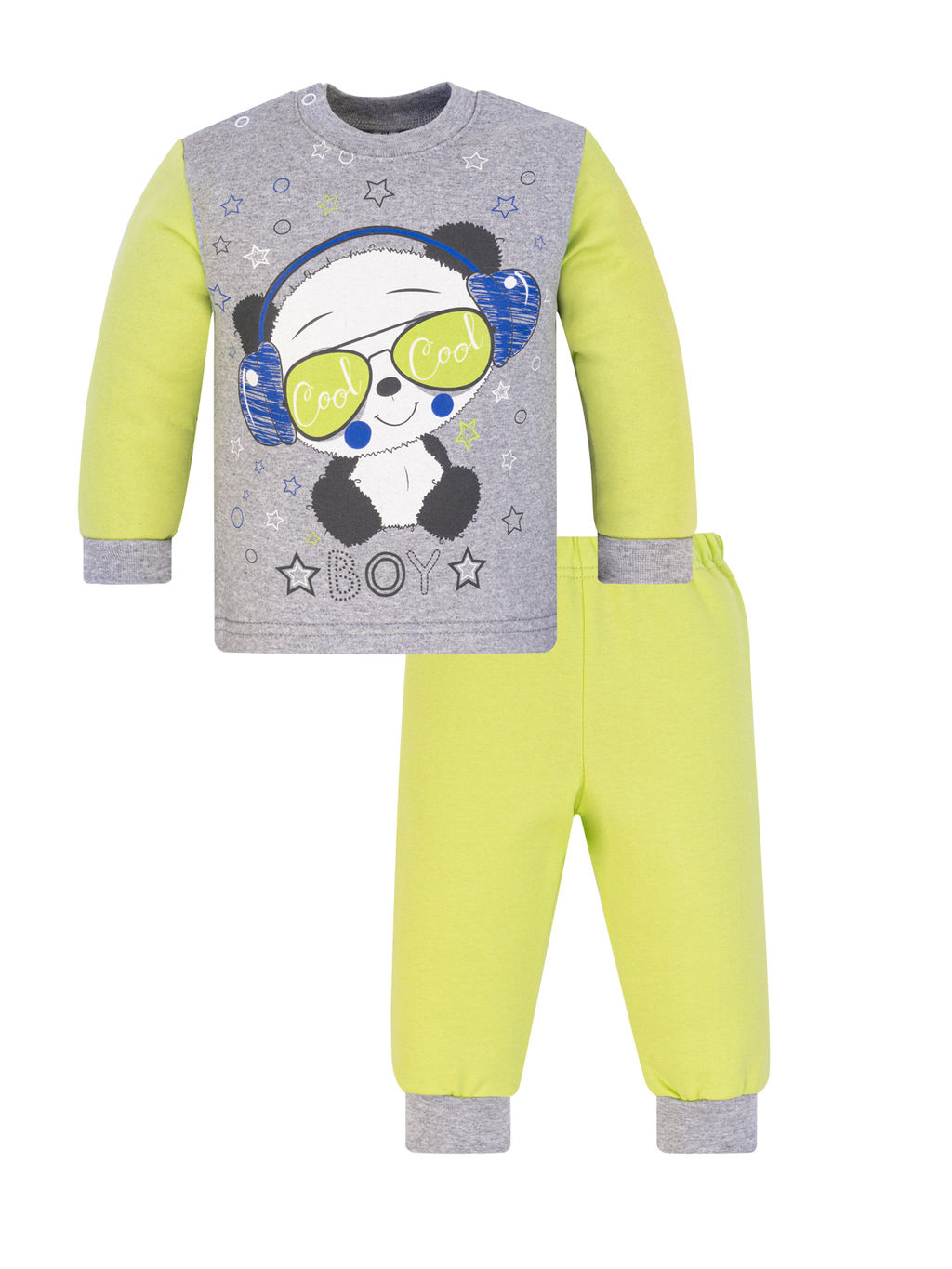 Костюм детский салатовыймеланж панда в наушниках