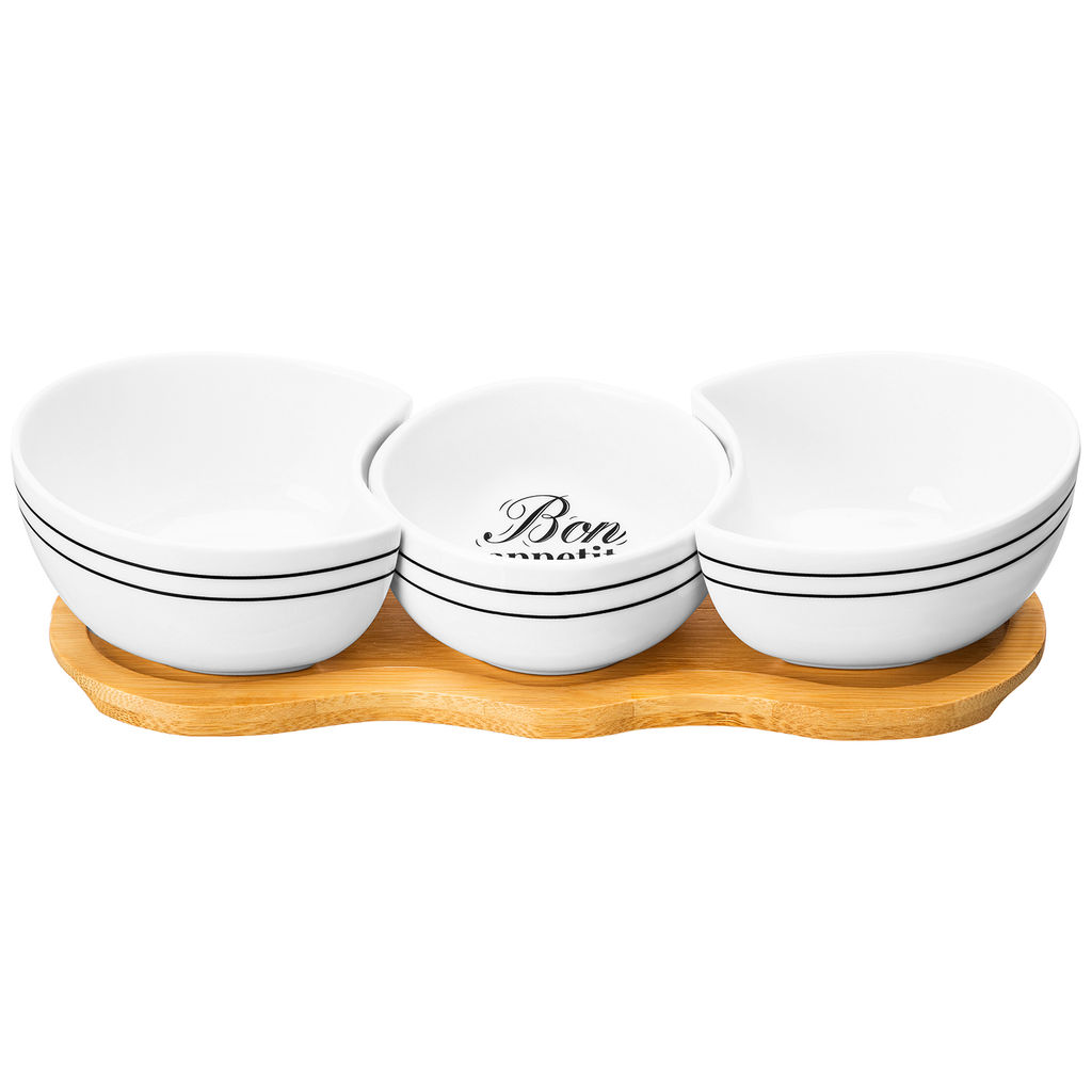 Набор 3 блюд д/сервировки 200 мл 30*10*7,6 см "Bon Appetit" + бамбуковая подст.