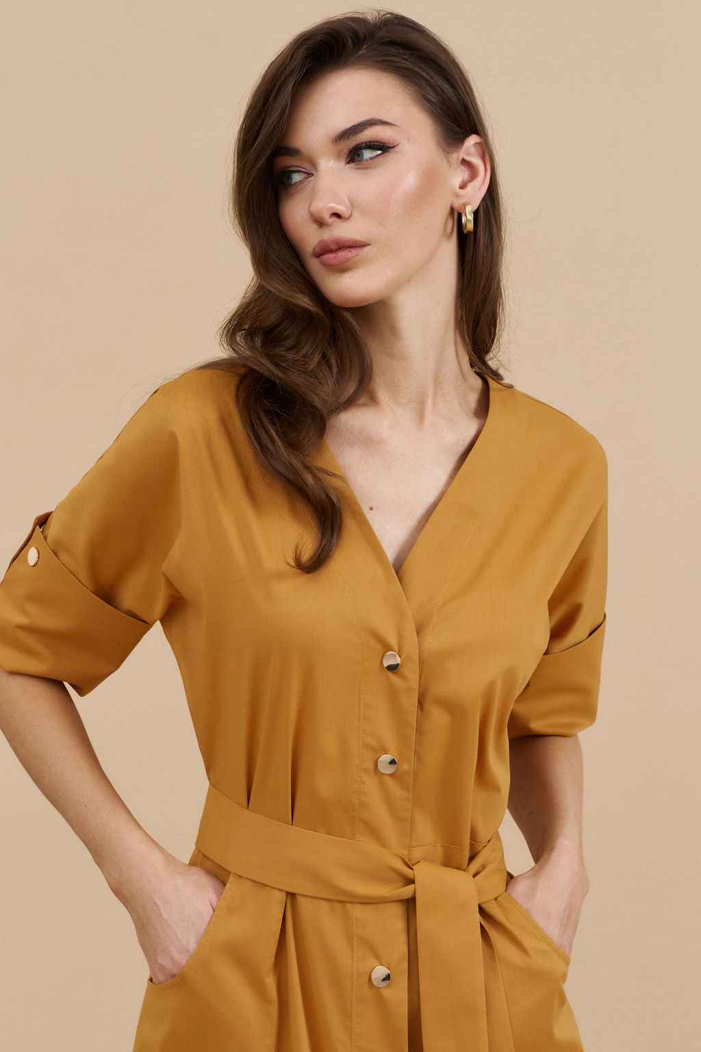 Платье 0863 горчица - Diliafashion фото 2