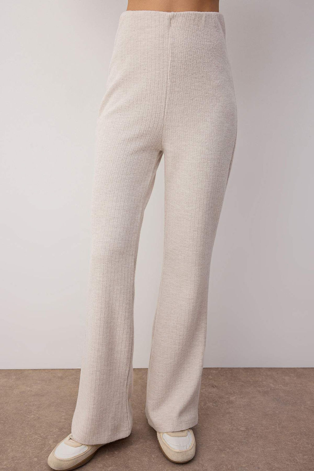 Bej F?rcal? Pointel Yuksek Bel Esnek Orme Pantolon TWOAW26PL00026 - Trendyolmilla фото 3