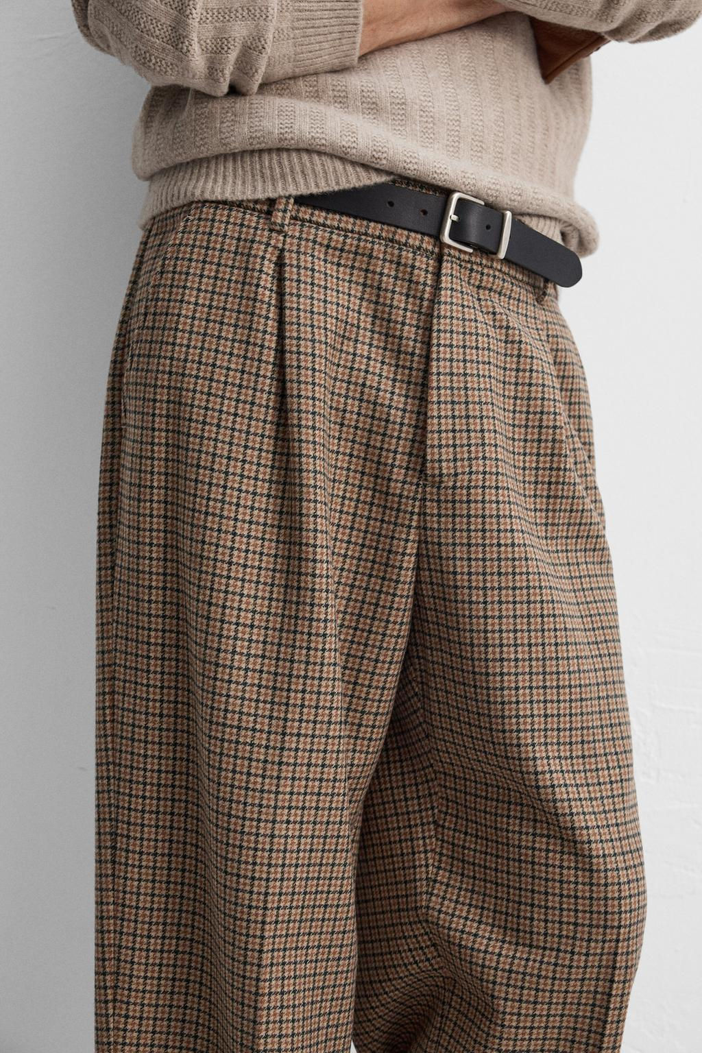 CHECK TROUSERS WITH PLEATS - Zara фото 5