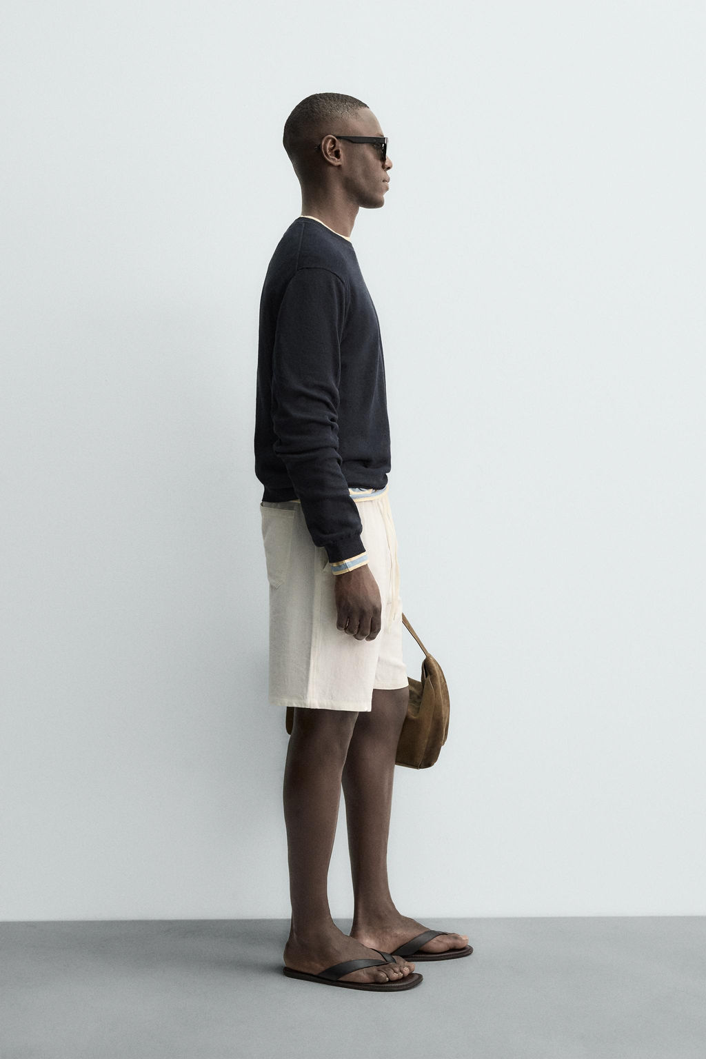 JERSEY REGULAR FIT ALGOD?N - LINO / Marino oscuro - Zara фото 4