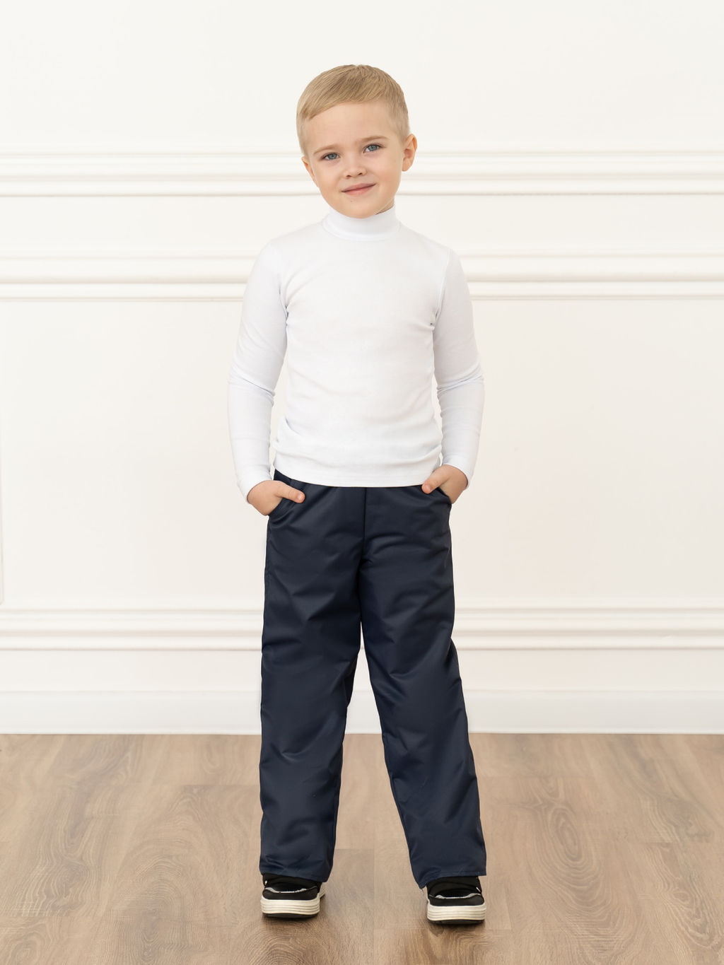 Брюки на поясе демисезонные темно-синие (110-116, 60)