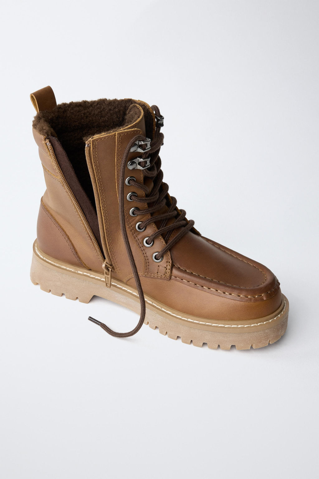 LINED LEATHER ANKLE BOOTS - Zara фото 4