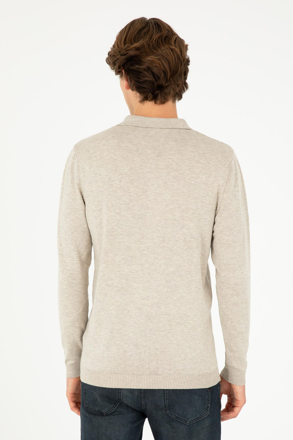 Erkek Slim Fit Polo Yaka Ta_ Melanj Basic Kazak