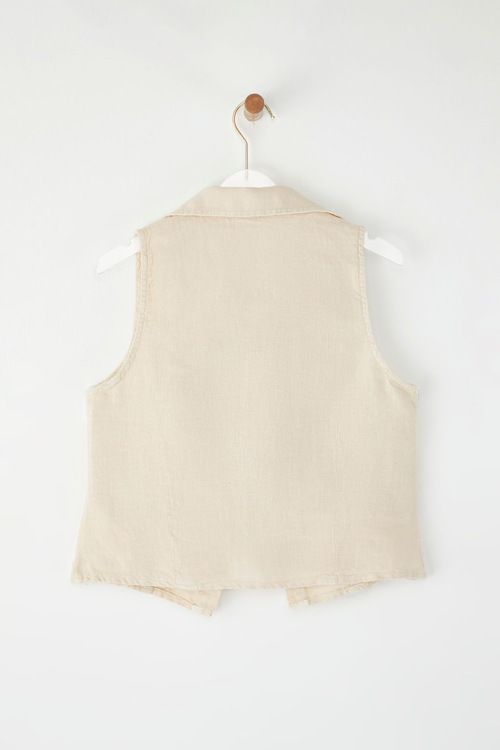 Bej %100 Keten Kolsuz Bluz TWOSS24BZ00417 - Trendyolmilla фото 6
