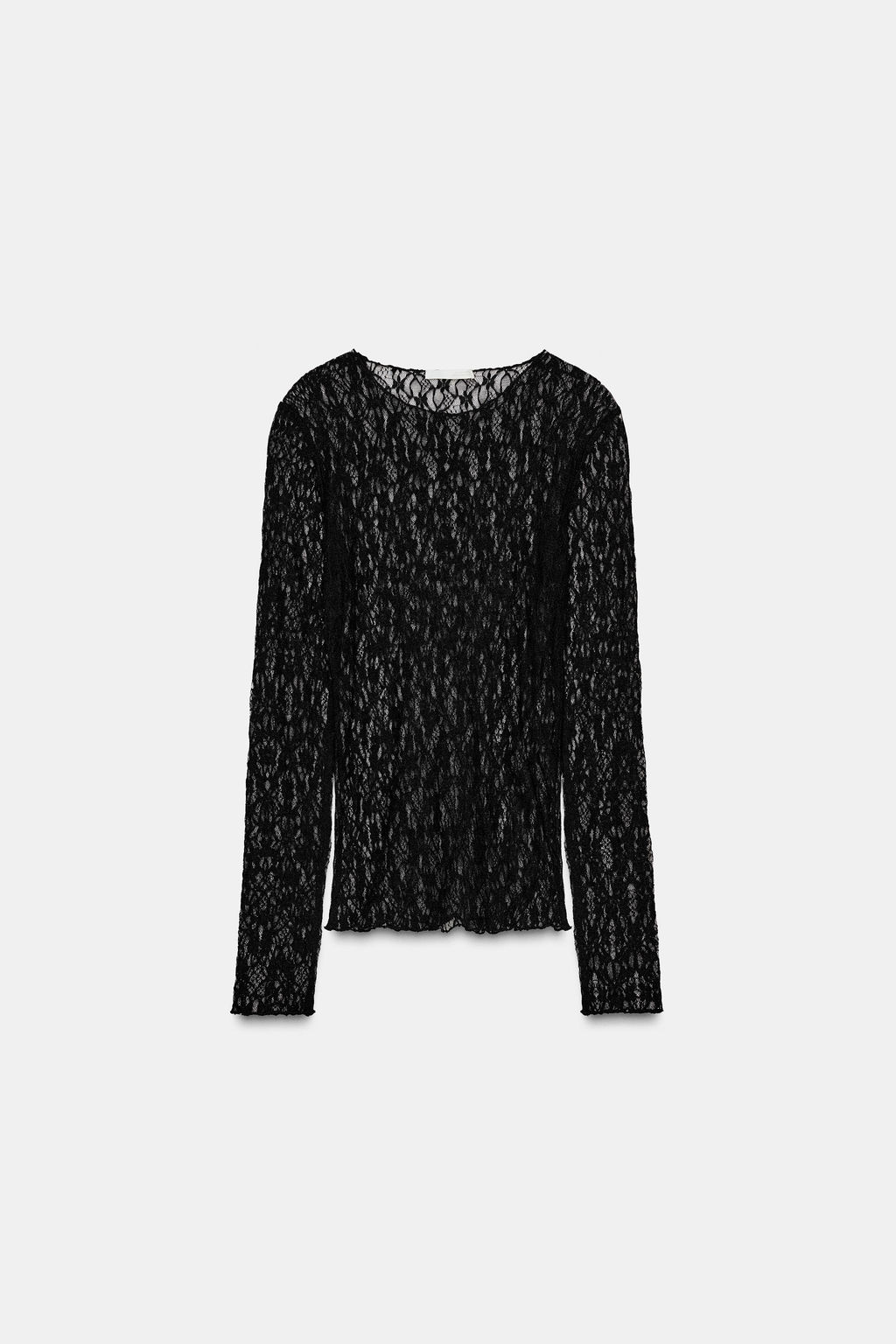 TOP MANGA LARGA ENCAJE / Negro - Zara фото 4