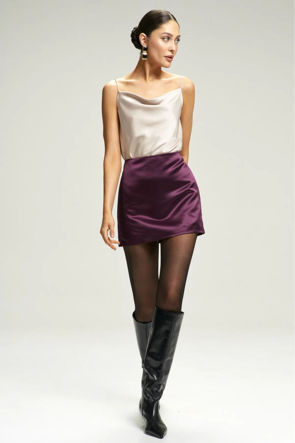 Юбка-мини атласная Plum