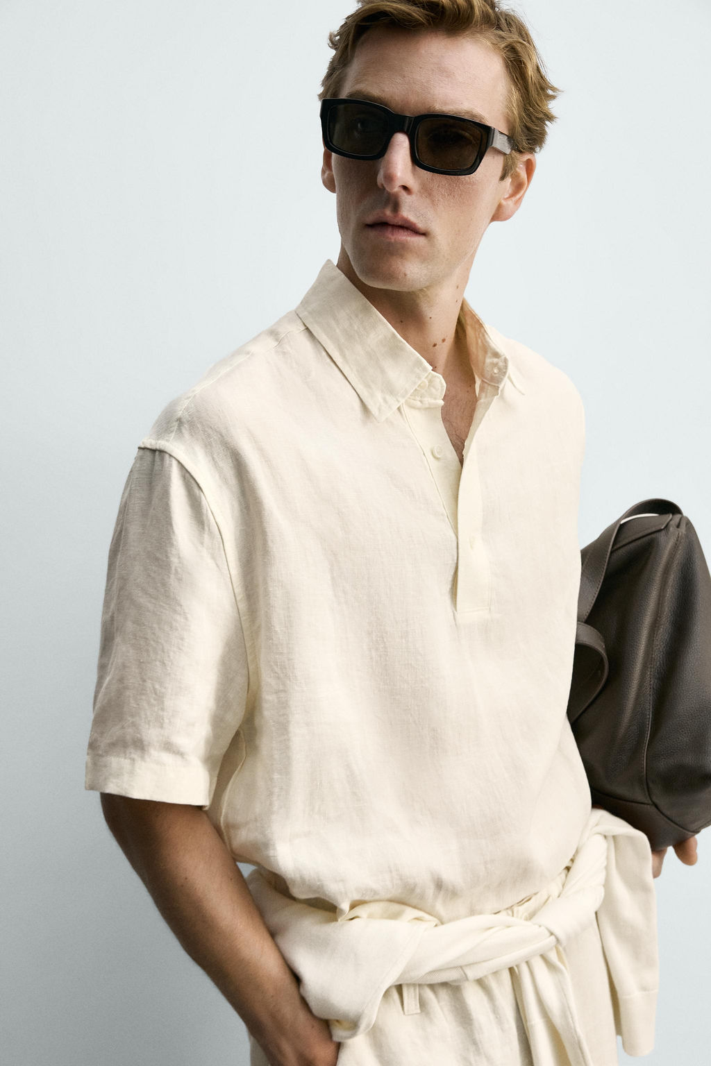 CAMISA POLO BOXY FIT 100% LINO / Crudo - Zara фото 5