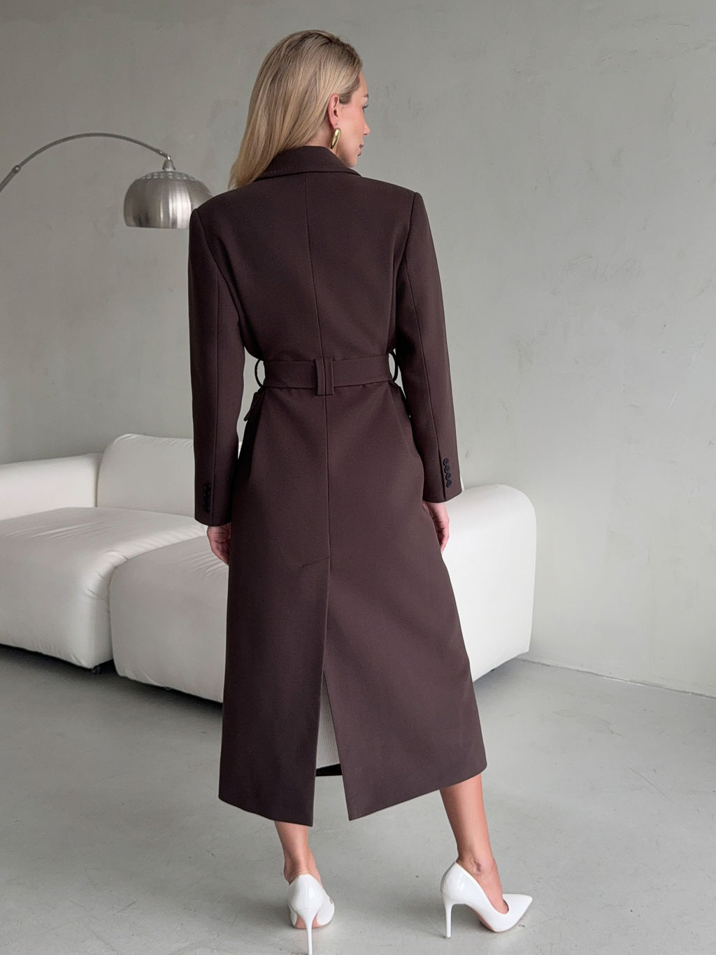 Пальто 26326 шоколадное из кашемира