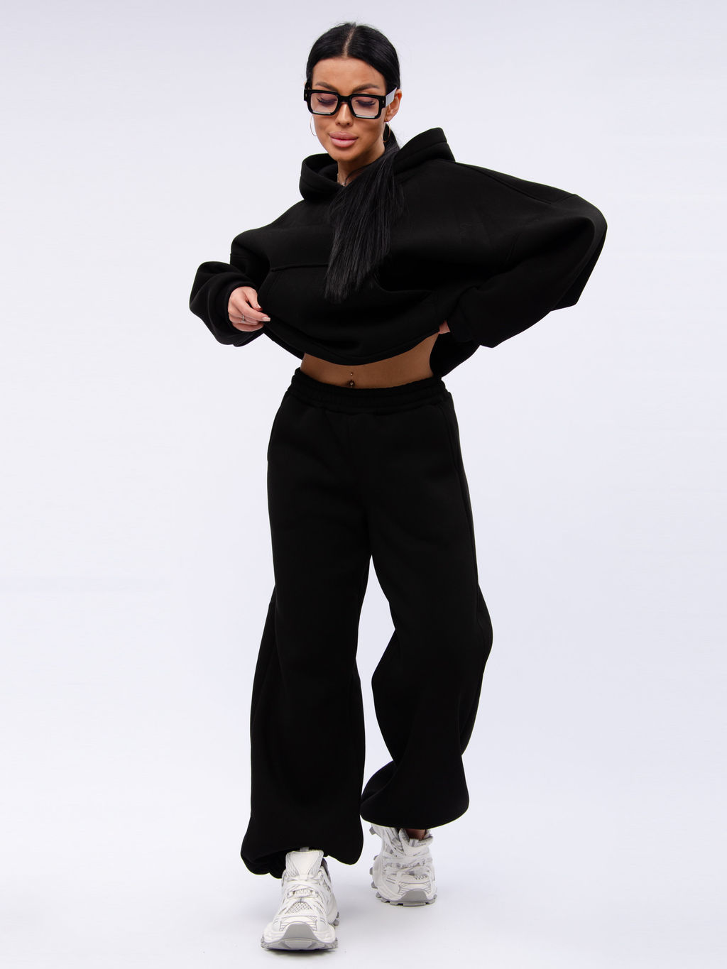 Джоггеры "БЖ-46" чёрные, футер 3-х нитка начес