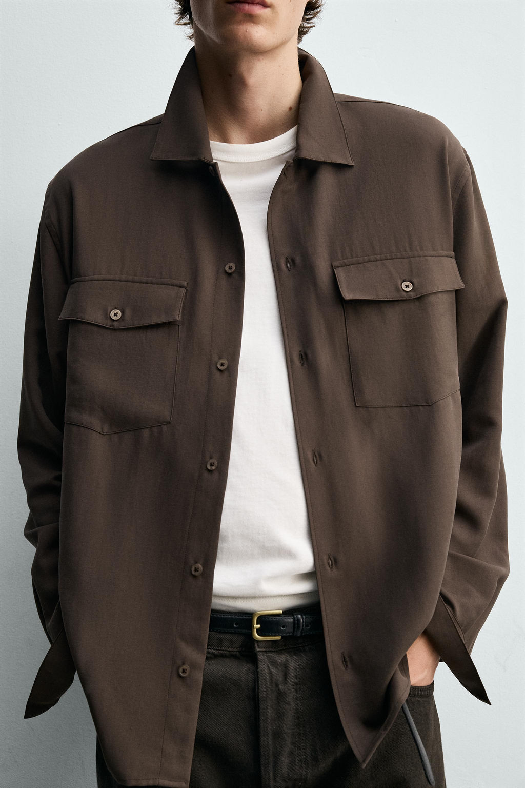 CAMISA FLUIDA RELAXED FIT / Marr?n - Zara фото 6