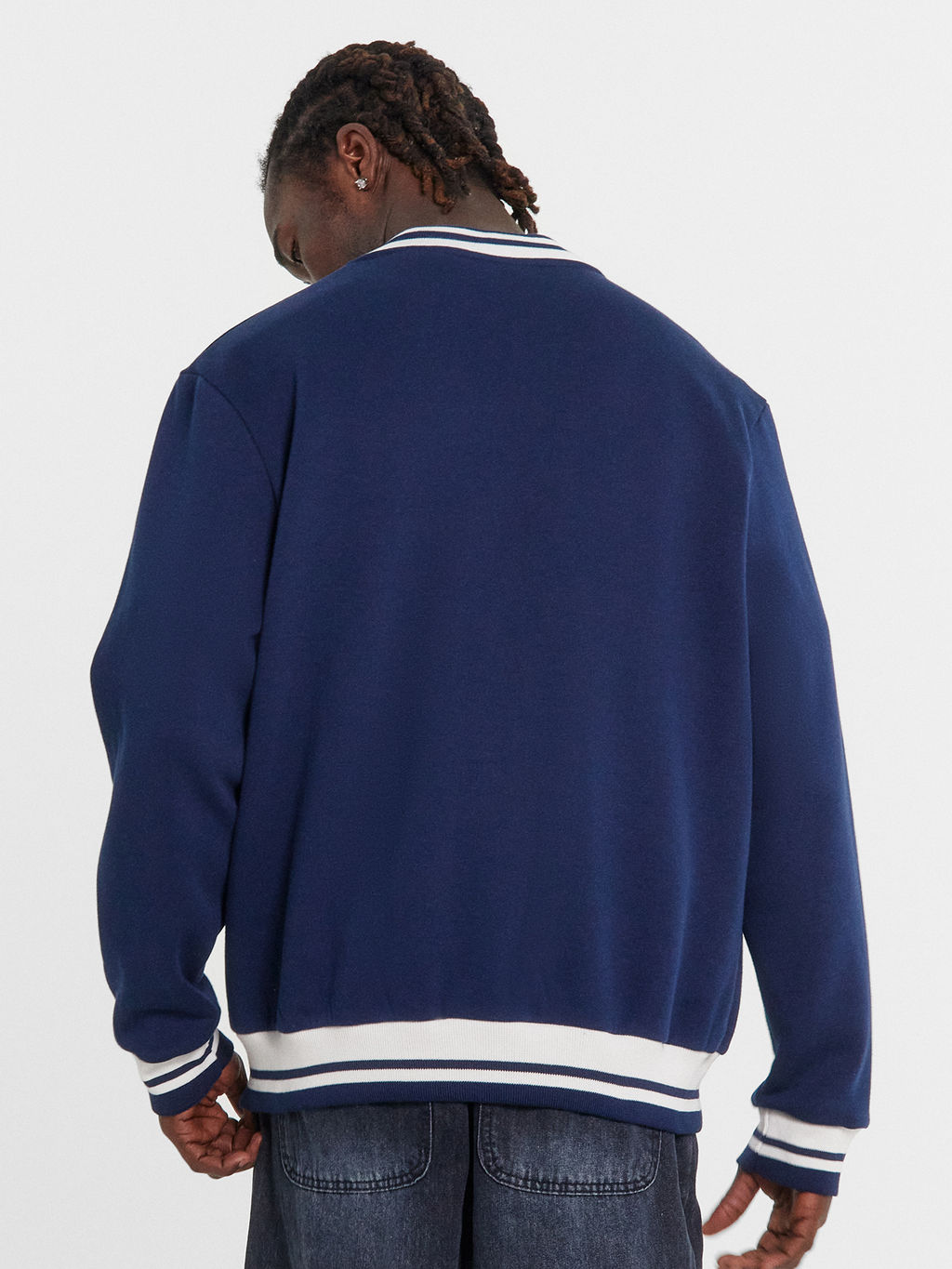 Толстовка мужская синяя с нашивкой на груди ночное море +печать 121187/1