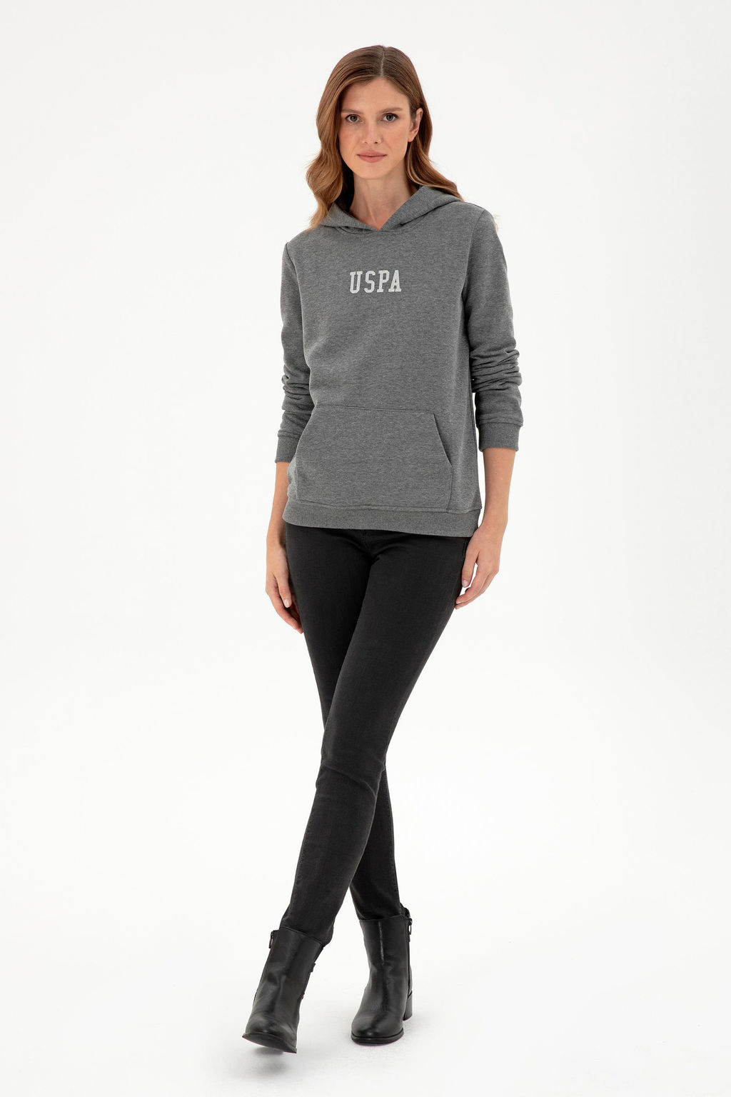 Женский базовый свитшот антрацитового меланжа Неожиданная скидка в корзине - U.s. polo assn фото 4