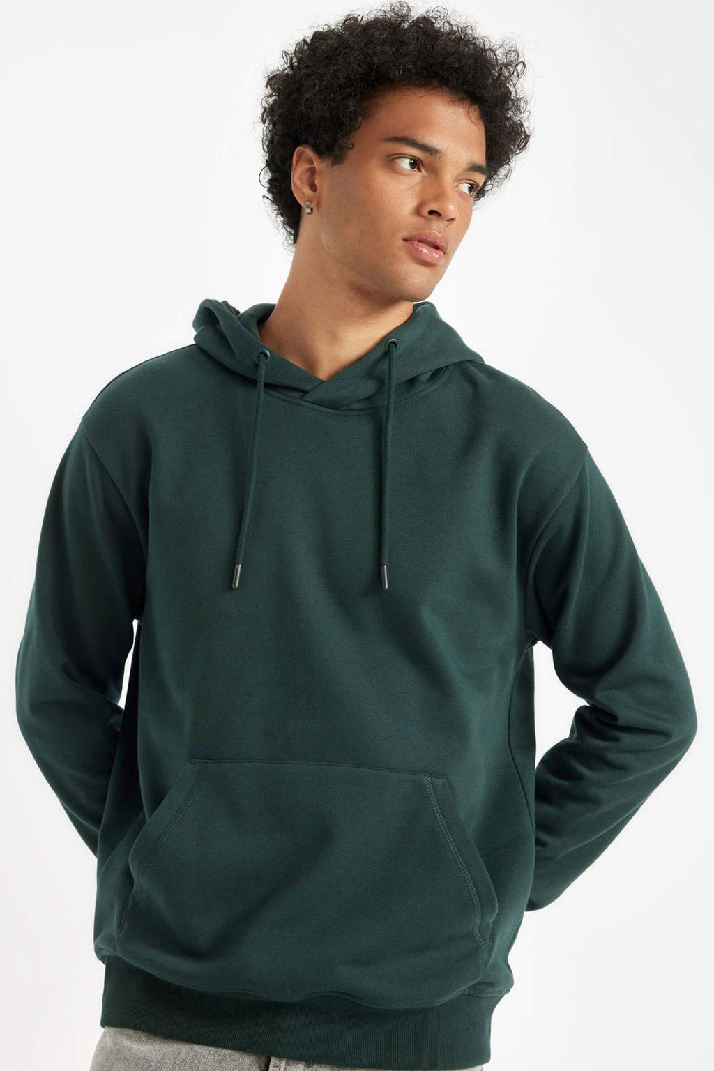 Regular Fit Kapusonlu Kanguru Cepli Ici Yumusak Tuylu Basic Duz Sweatshirt - Defacto фото 6