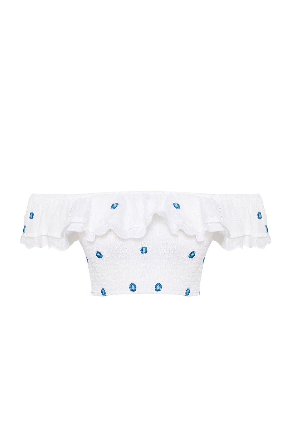 Beyaz F?rf?r Detayl? Brode Kumas Crop Dokuma Bluz TWOSS25BZ00154 - Trendyolmilla фото 7