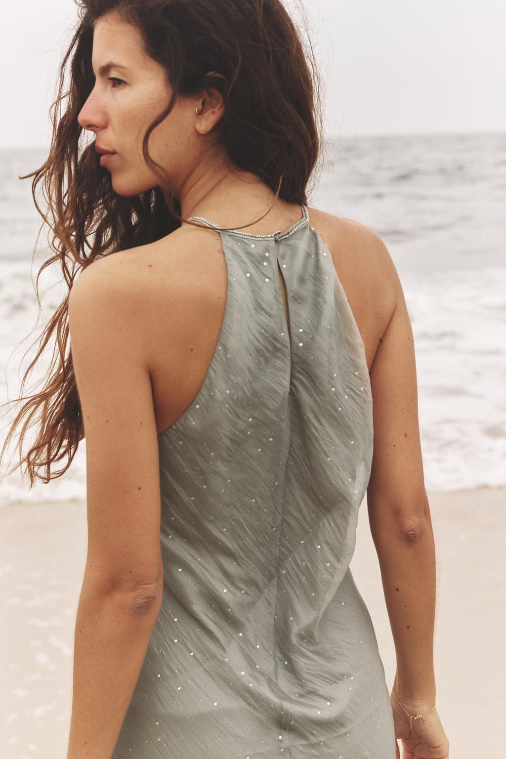 SHINY HALTER MIDI DRESS - Zara фото 4