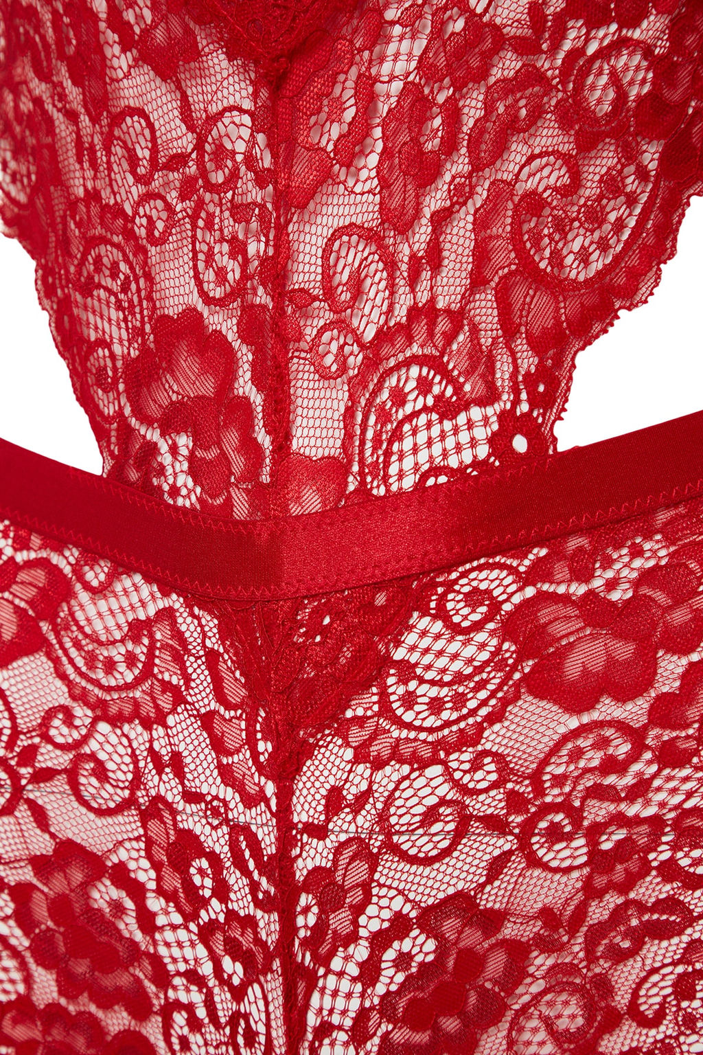 Koyu K?rm?z? Dantelli Pencere/Cut Out Detayl? Ip Ask?l? C?tc?tl? Orme Body THMAW23BD00026
