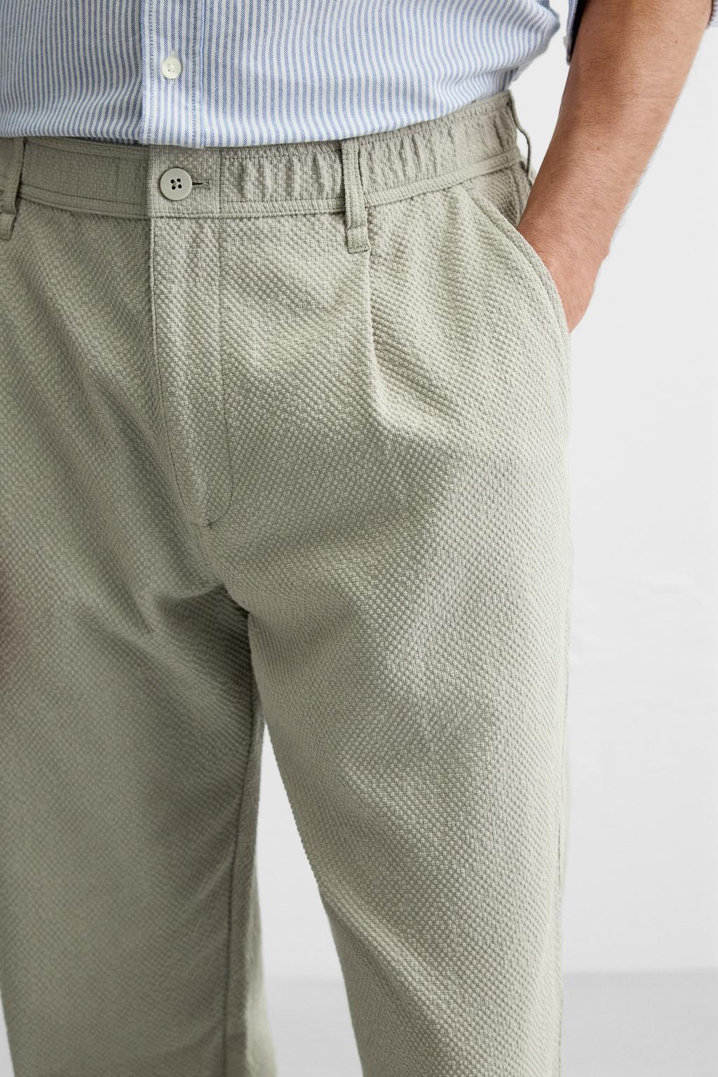 TEXTURED PLEATED TROUSERS - Zara фото 23