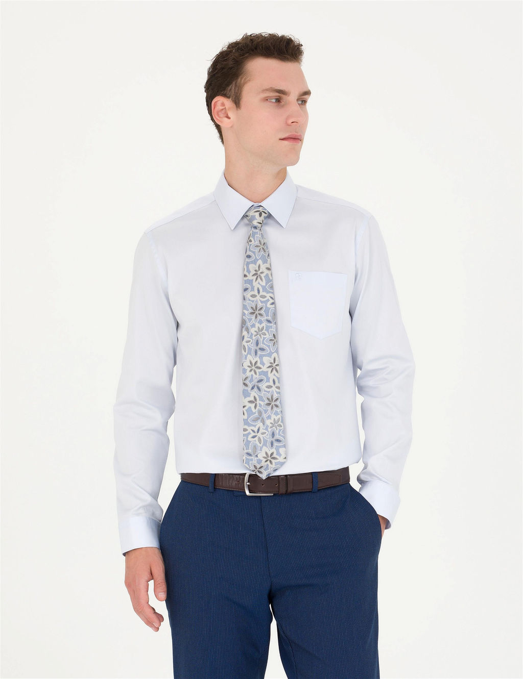 A__k Mavi Regular Fit Uzun Kollu Basic G_mlek