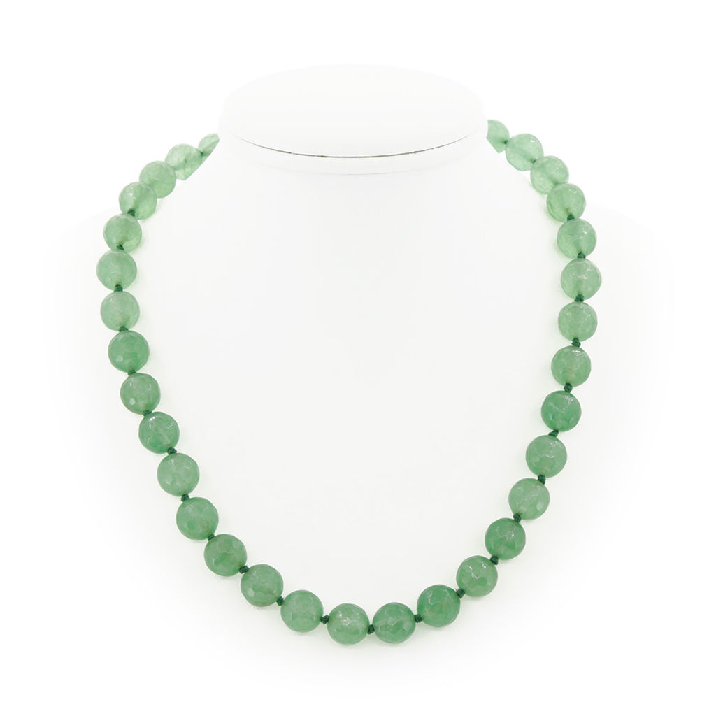 Авантюрин зеленый, круглые граненые 12мм, Шарм бусы длиной 50см