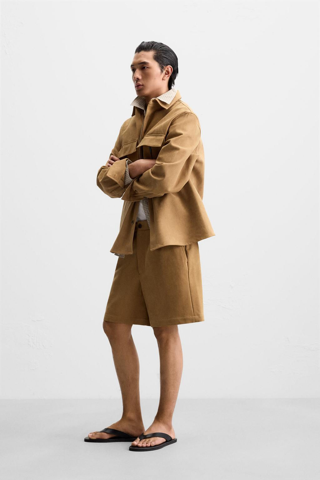 FAUX SUEDE PLEATED BERMUDA SHORTS - Zara фото 4