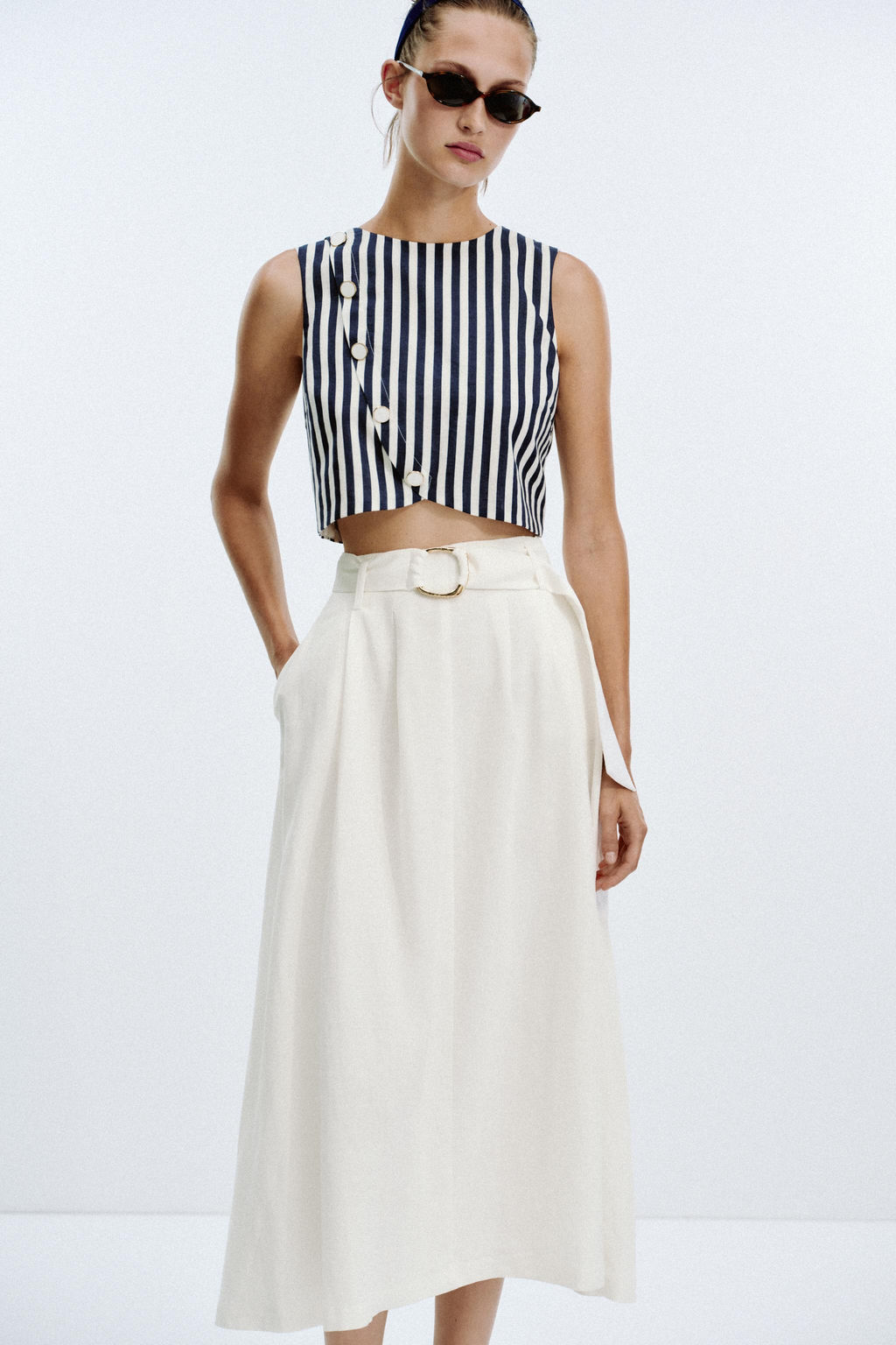 BELTED LINEN BLEND LONG DRESS - Zara фото 2
