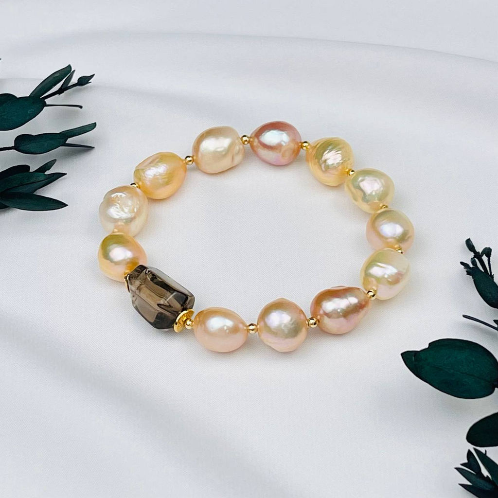 Браслет из Жемчуга и Раухтопаза 17 см