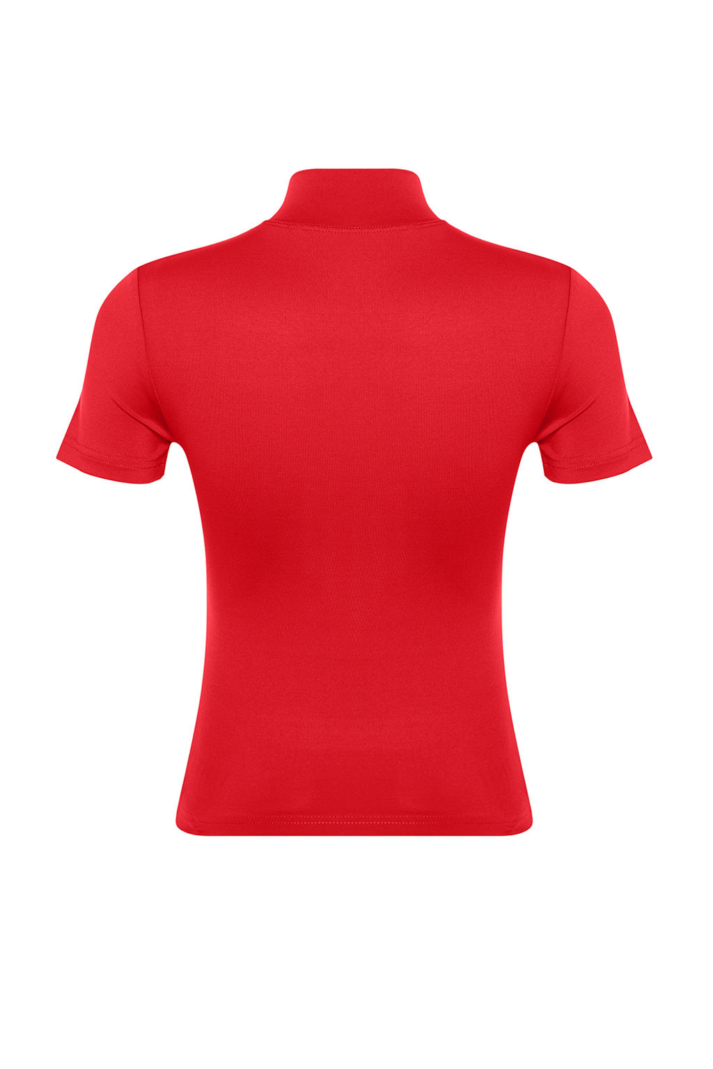 K?rm?z? Fitted/Vucuda Oturan Fermuarl? Yaka K?sa Kollu Esnek Orme Bluz TWOSS24BZ00489 - Trendyolmilla фото 8