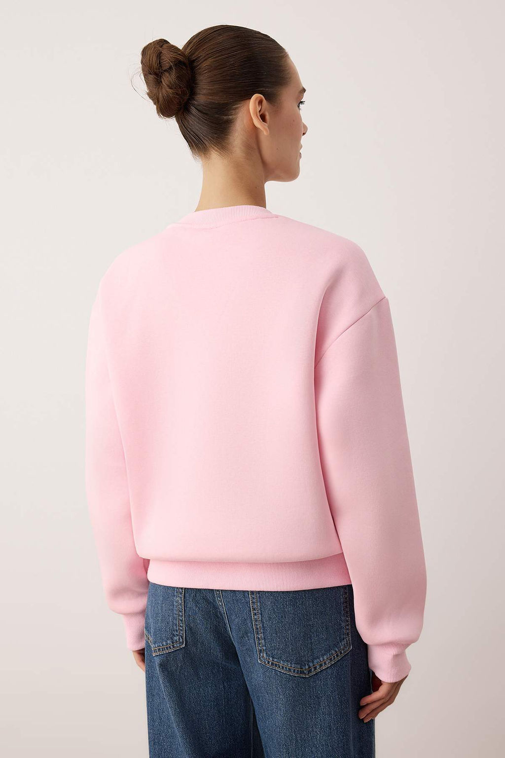 Ac?k Pembe Animal Nak?sl? Regular/Normal Kal?p Kal?n Ici Polarl? Orme Sweatshirt TWOAW24SW00196