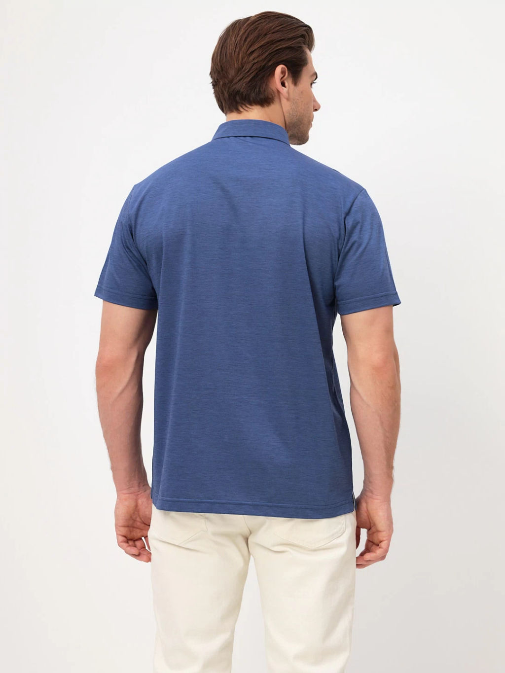 Джемпер мужской с воротником поло короткий рукав GREG G144-PM124T-LT1631 (синий)