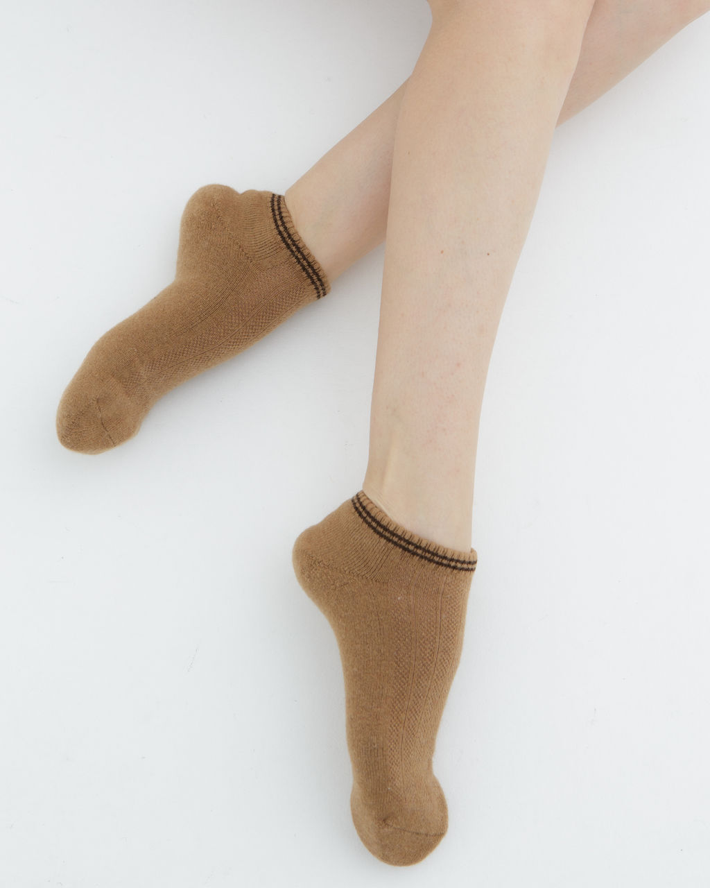 Теплые носки следики из монгольской шерсти рыжие