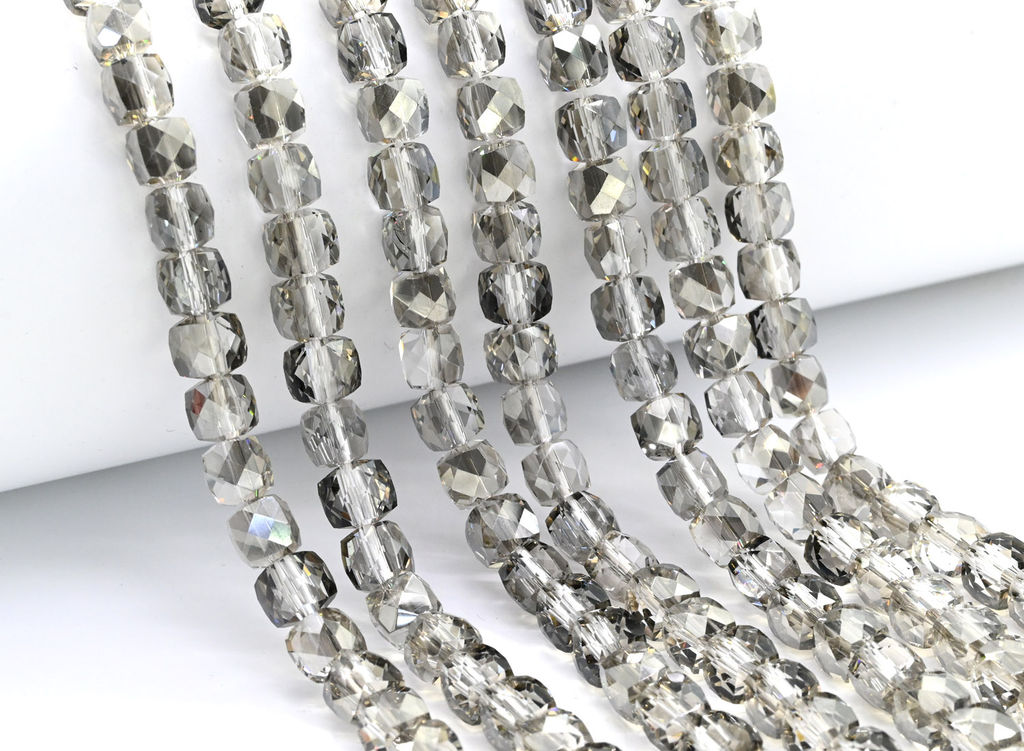 Бусины из циркона кубик гр.6*6мм цв.дымчатый, 40см, 65 бусин Радуга камня