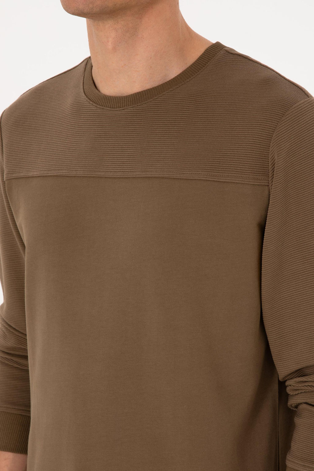 Erkek Bisiklet Yaka Regular Fit Haki Sweatshirt - U.s. polo assn фото 7