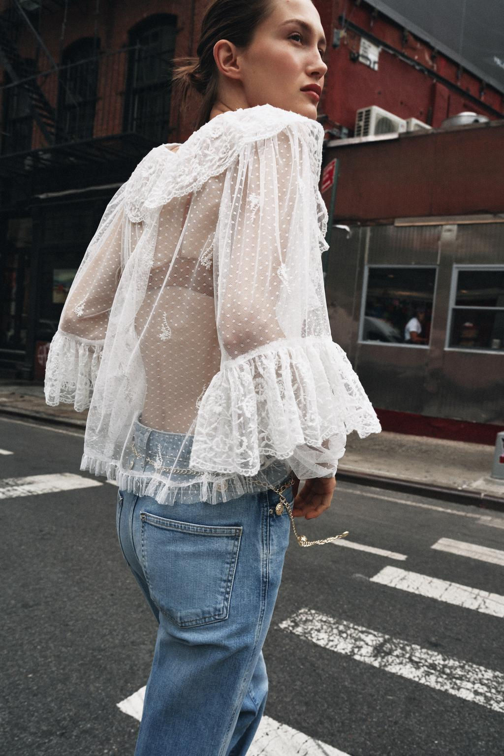 SEMI-SHEER ROMANTIC BLOUSE - Zara фото 3